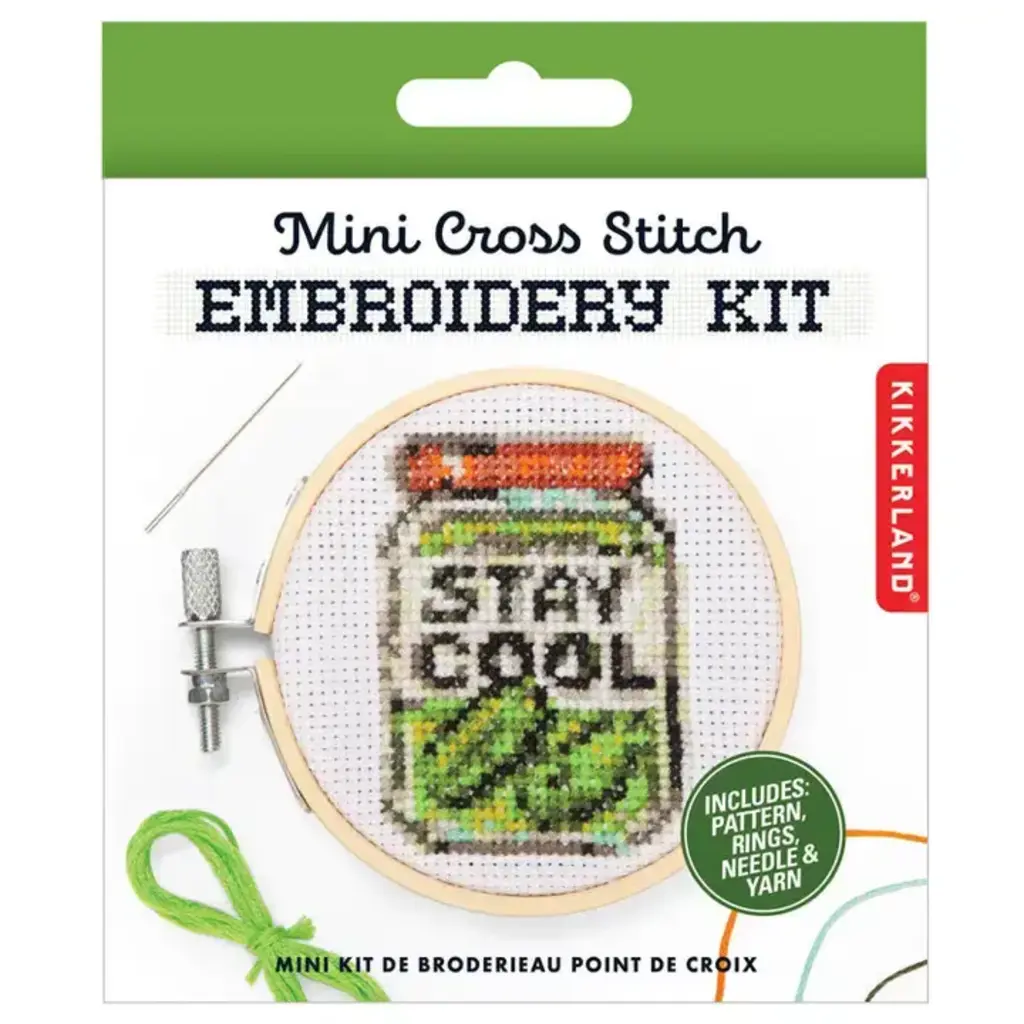 Kikkerland Pickle Mini Cross Stitch Embroidery