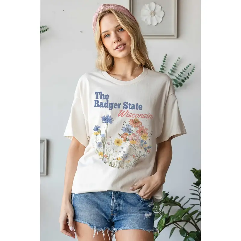 BLUME & CO (Faire) The Badger State Wisconsin Graphic Top -