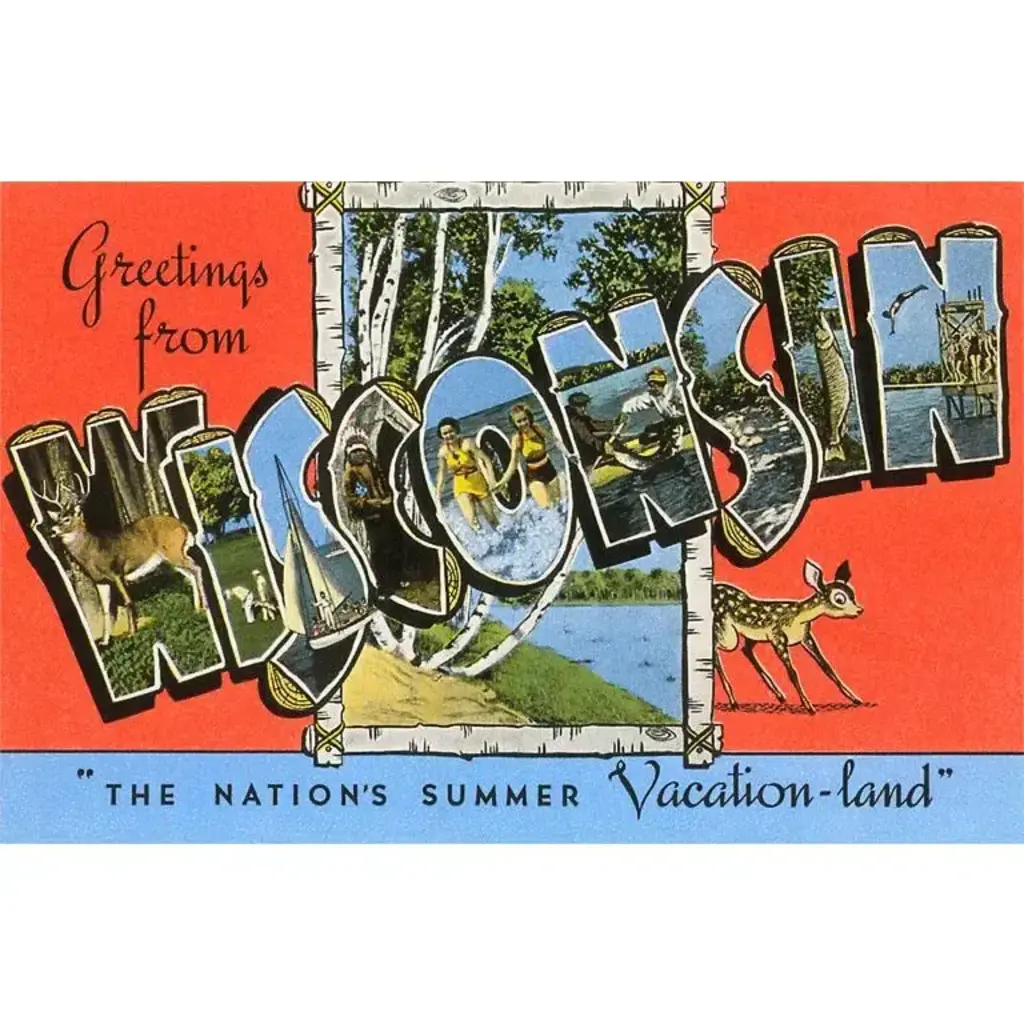 Found Image Press Postcard - Greetings from Wisconsin WI-123