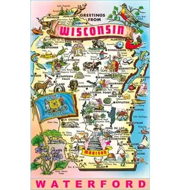 Found Image Press Postcard - Greetings from Wisconsin, Waterford WI-363