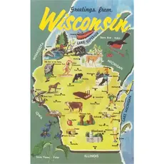 Found Image Press Postcard - Map of Wisconsin WI-439