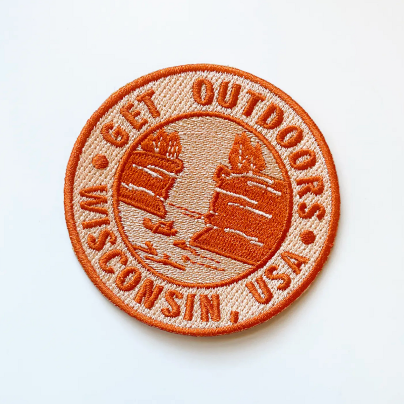 Bottlebrush Graphics Get Outdoors Wisconsin Embroidered Iron-On Patch