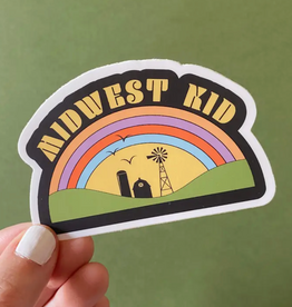 Bottlebrush Graphics Vinyl Sticker - Midwest Kid Retro Rainbow