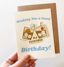 Bottlebrush Graphics Old Fashioned Birthday Sticker Card (Card + Vinyl Sticker)