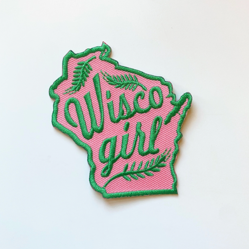Bottlebrush Graphics Wisco Girl Wisconsin Embroidered Iron-On Patch