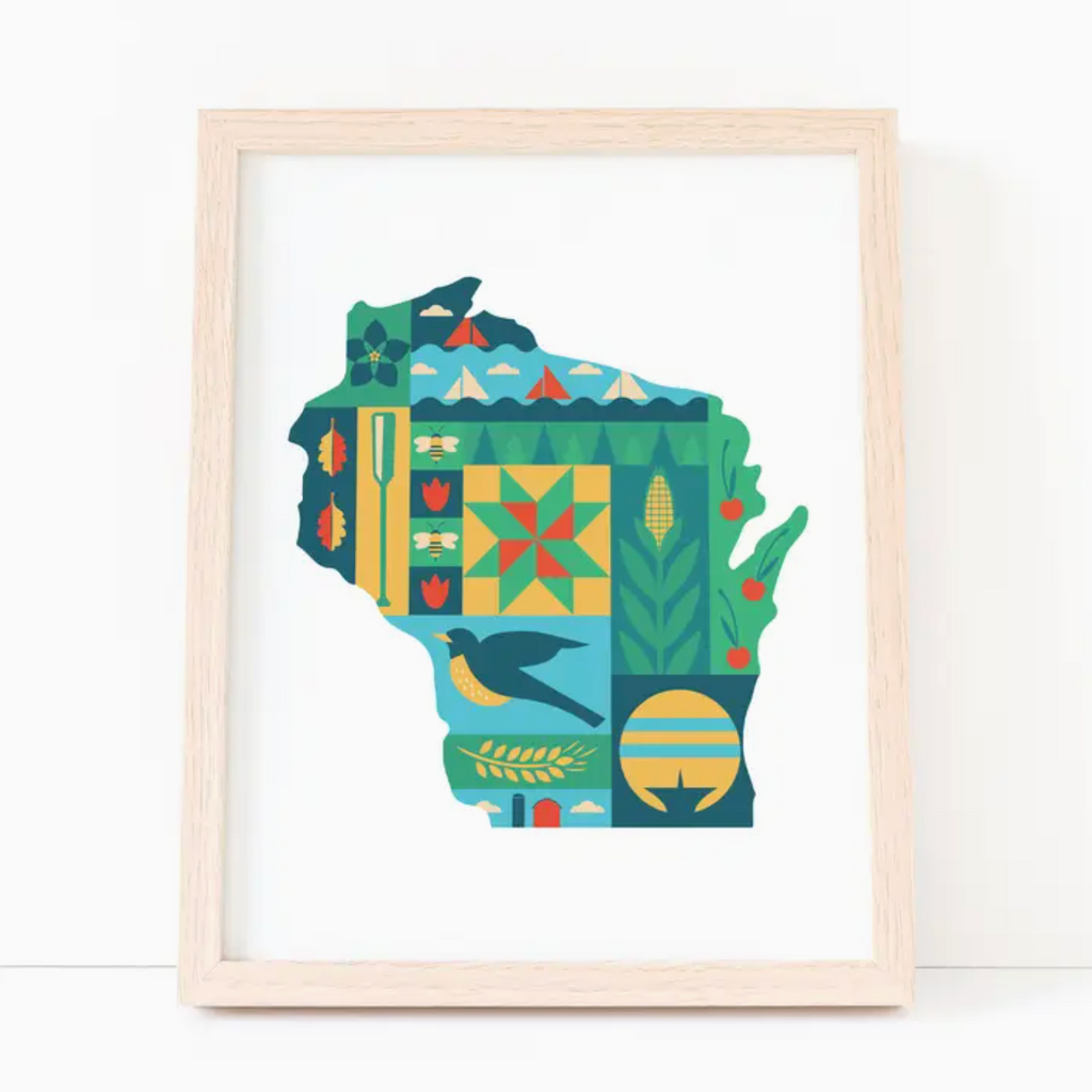 Bottlebrush Graphics Wisconsin Quilt Design 8x10” Art Print