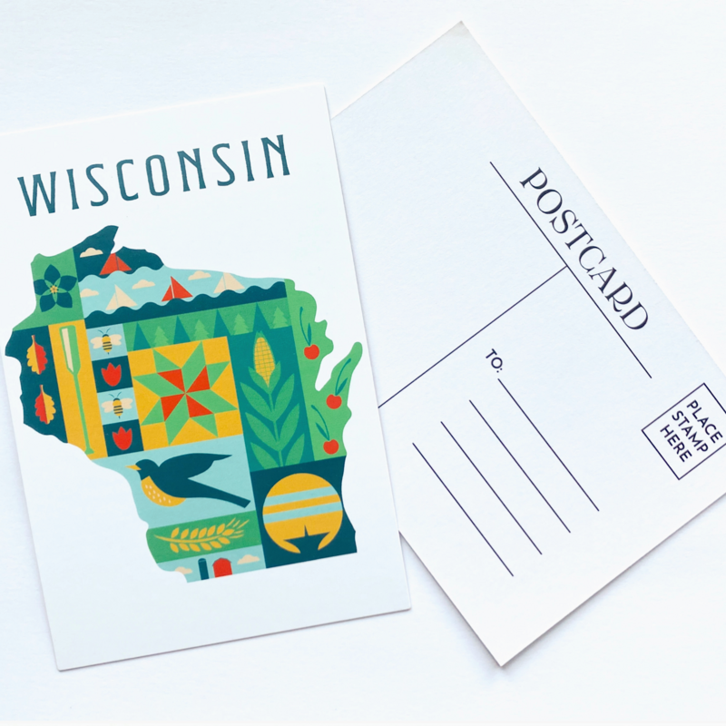 Bottlebrush Graphics Wisconsin Quilt Design Postcard