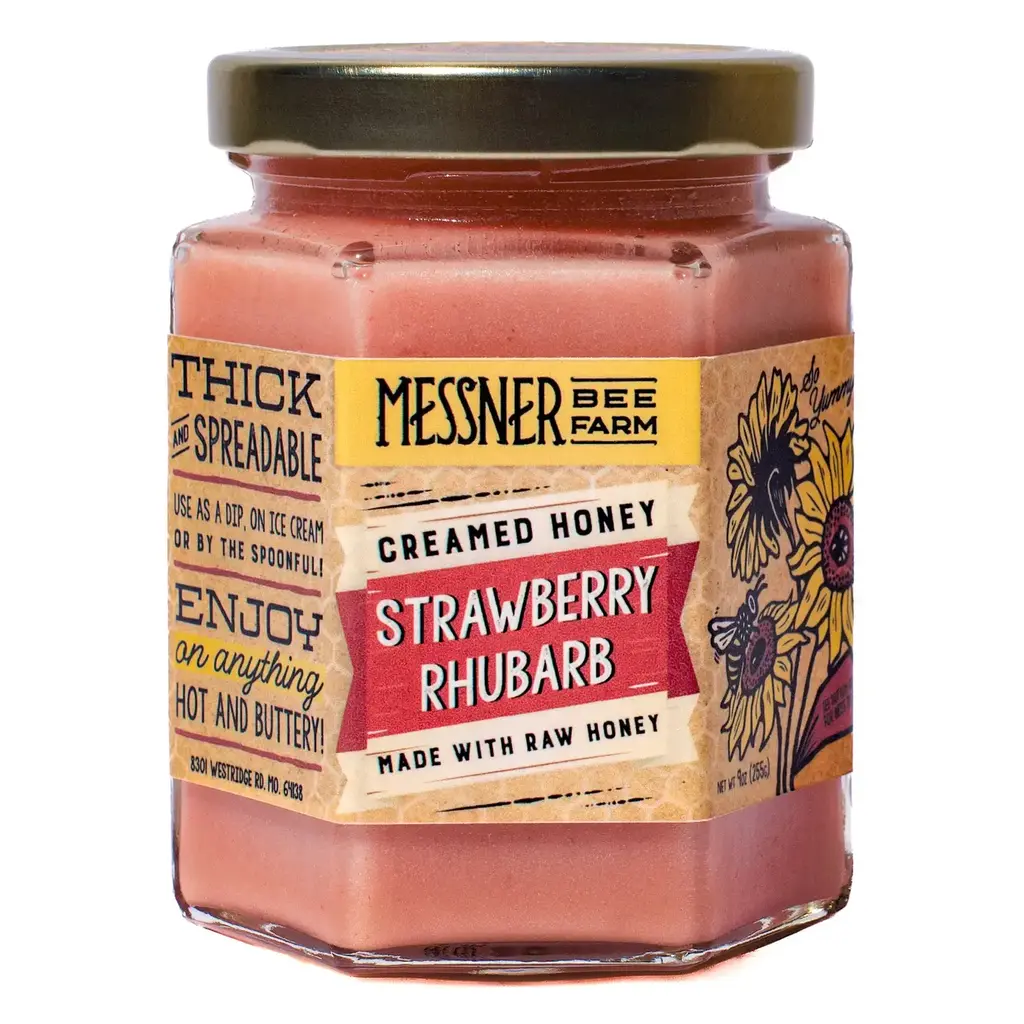 Messner Bee Farm Strawberry Rhubarb Creamed Honey