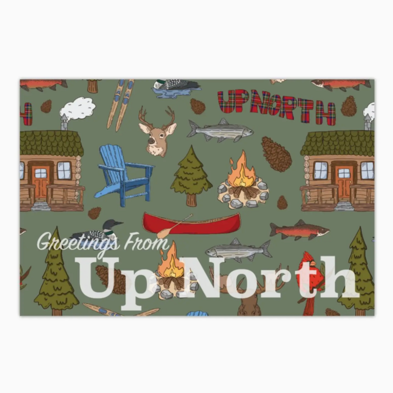 June Apothicarie "Greetings from Up North" Emblem Postcard
