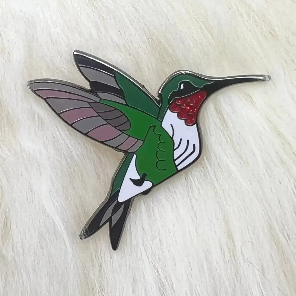 Roamin' Bison Workshop (Faire) Ruby Throated Hummingbird Hard Enamel Pin