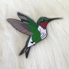 Roamin' Bison Workshop (Faire) Ruby Throated Hummingbird Hard Enamel Pin