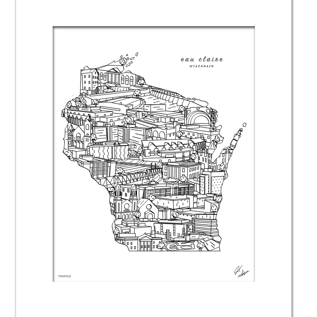 Townsville Art EC Wisconsin - Wall Decor White Matted 8x10