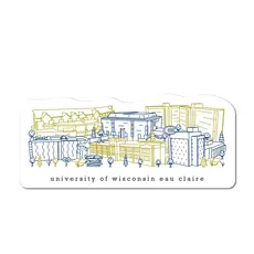 Townsville Art Minimalist UWEC Campus - Blue/Gold Weatherproof Sticker