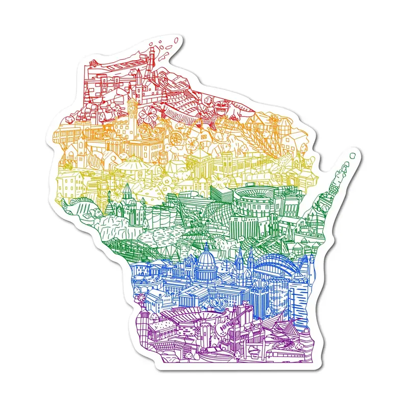 Townsville Art Rainbow Wisconsin - Weatherproof Sticker