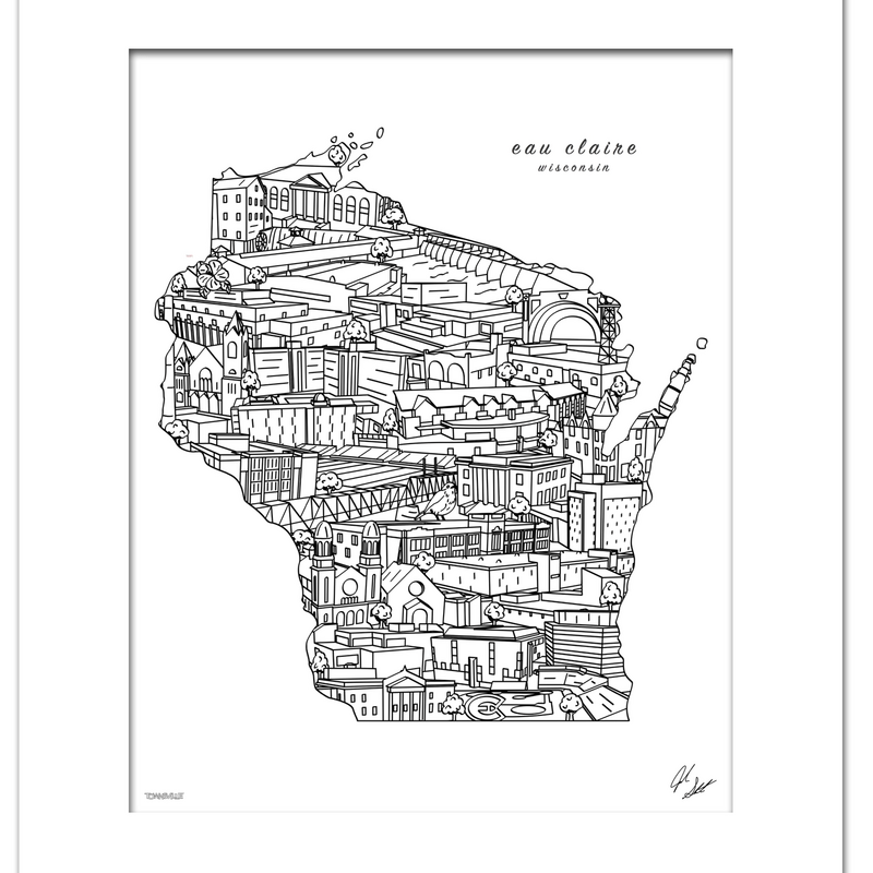 Townsville Art EC Wisconsin - Wall Decor Black/White