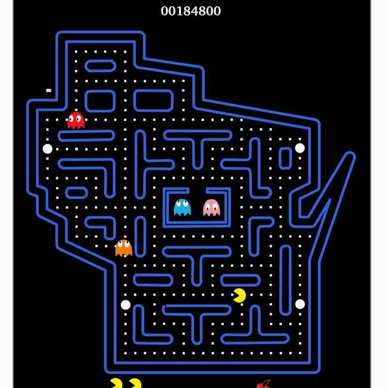 Townsville Art Wisconsin Retro Pac-Man Style - Wall Decor