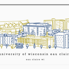 Townsville Art Minimalist UWEC Campus - Wall Decor Blue/Gold