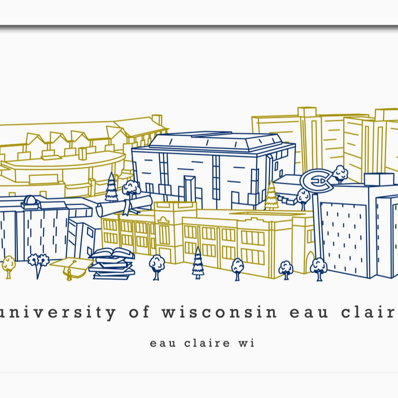 Townsville Art Minimalist UWEC Campus - Wall Decor Blue/Gold