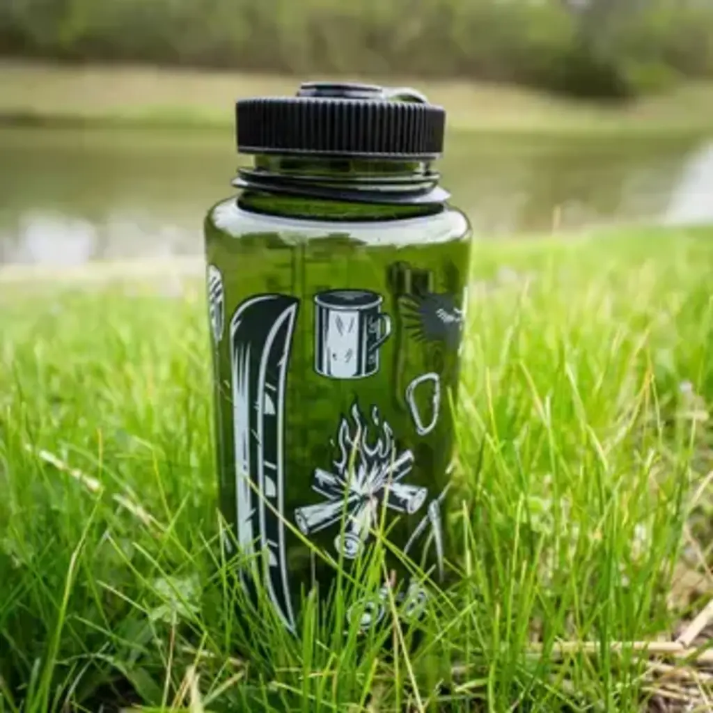 Hey Bear Outdoors "Let's Get Outside Camping" Canoe Nalgene 32oz Water Bottle