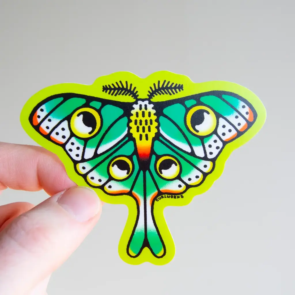 Curlworks Luna Moth - 3" Vinyl Sticker
