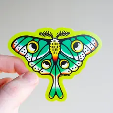 Curlworks Luna Moth - 3" Vinyl Sticker
