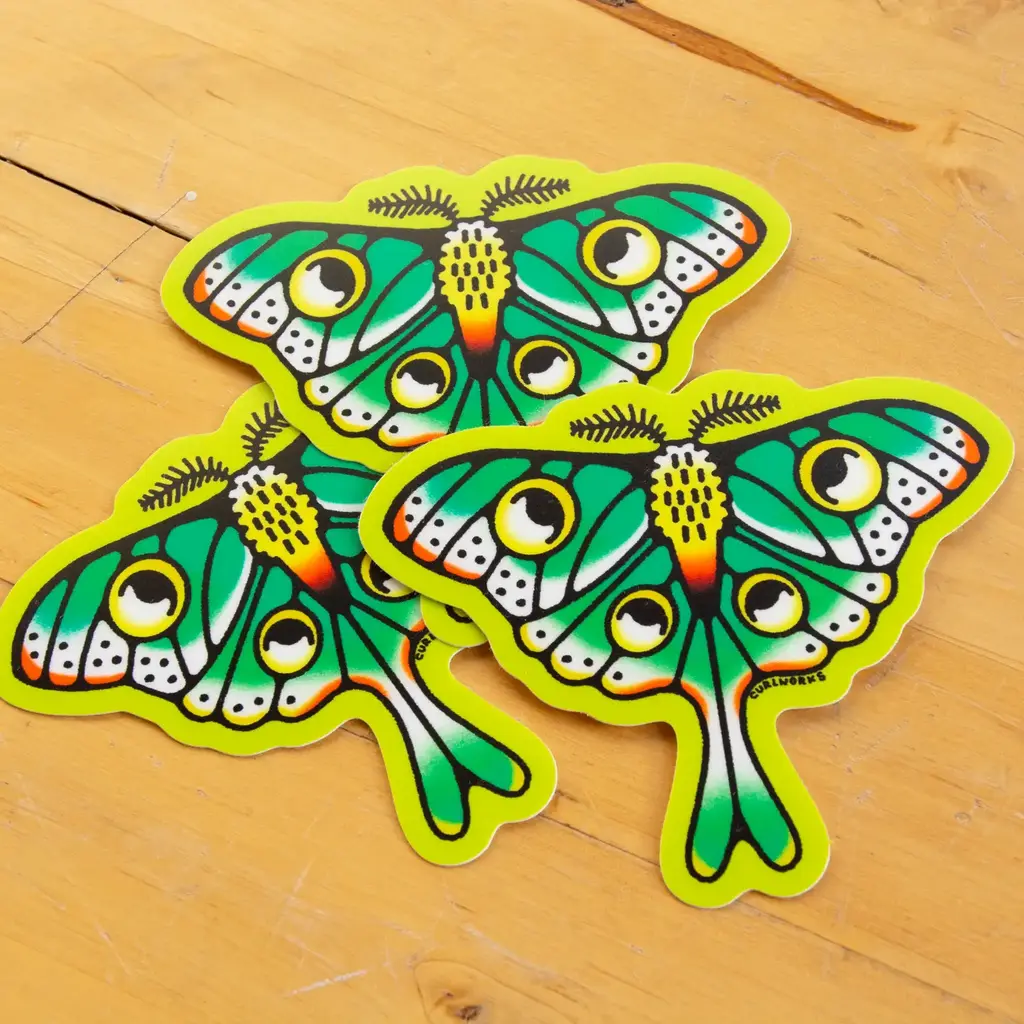 Curlworks Luna Moth - 3" Vinyl Sticker
