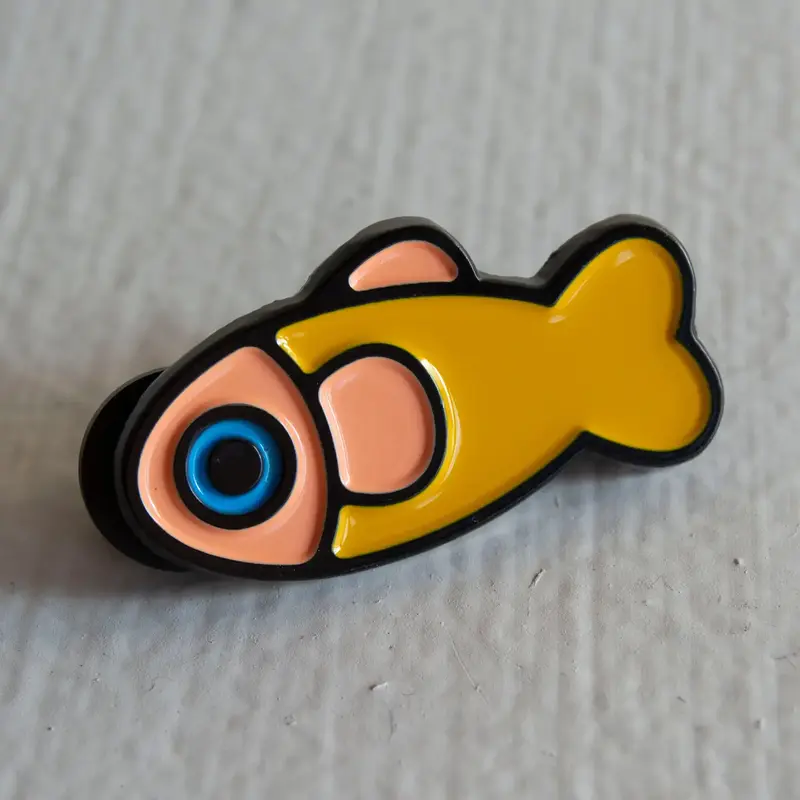 Curlworks Fish Pin - Yellow/Coral