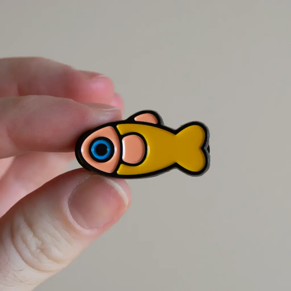 Curlworks Fish Pin - Yellow/Coral