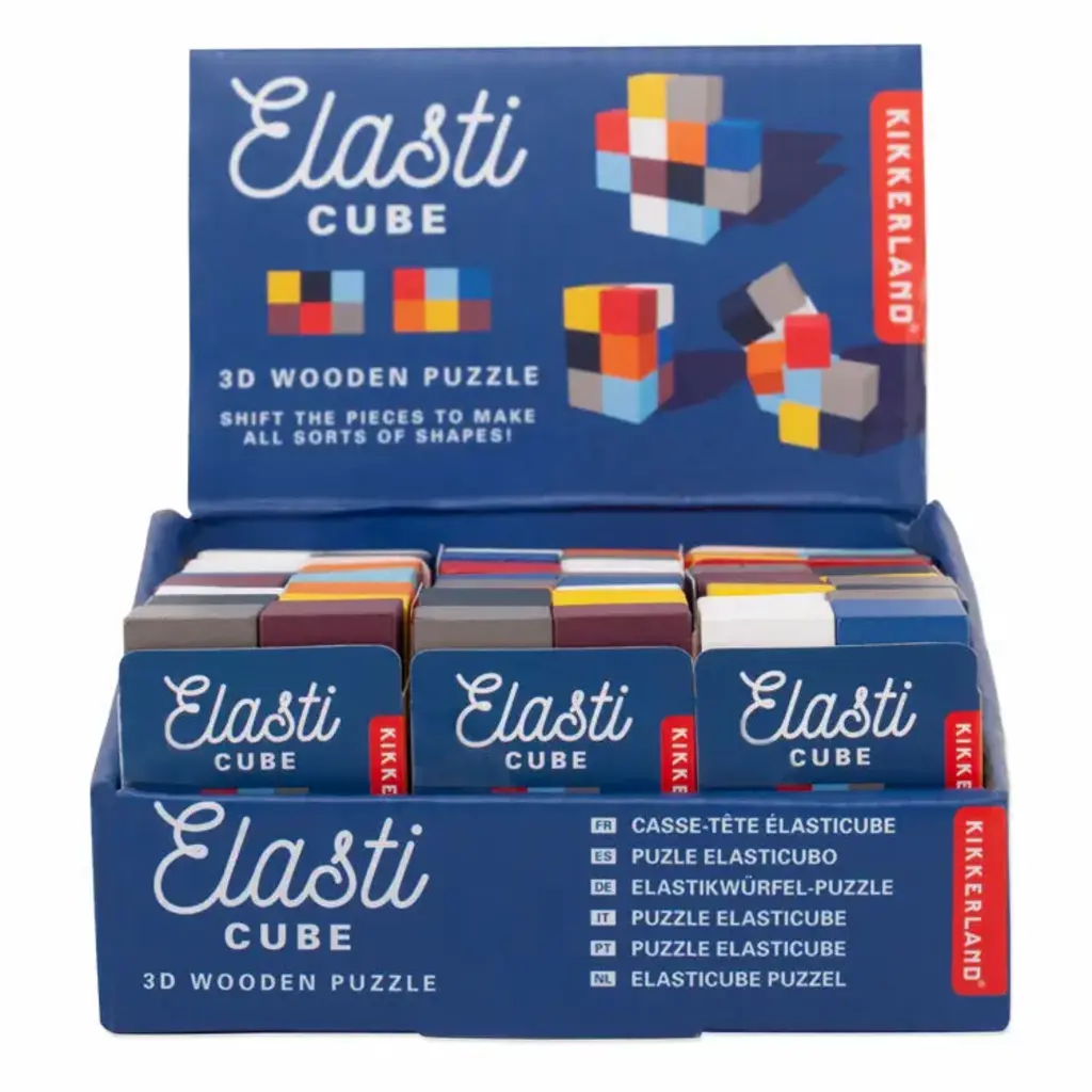 Kikkerland Elasti Cube 3D Wooden Puzzle
