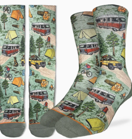 Good Luck Sock Crew Socks - Vintage Camping Trip (Size 5-9)