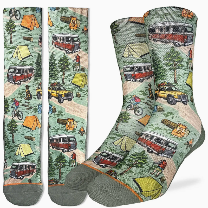 Good Luck Sock Crew Socks - Vintage Camping Trip (Size 5-9)