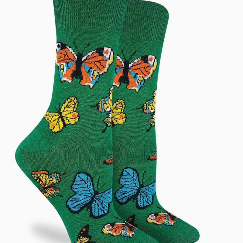Good Luck Sock Crew Socks - Butterflies (Size 5-9)