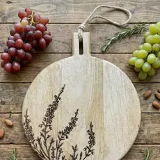 House of Wren 11" Lavender Engraved Round Mango Wood Cutting Board