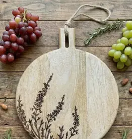 House of Wren 11" Lavender Engraved Round Mango Wood Cutting Board