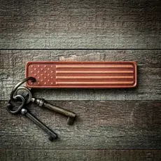 Sugarhouse Leather American Flag Leather Keychain