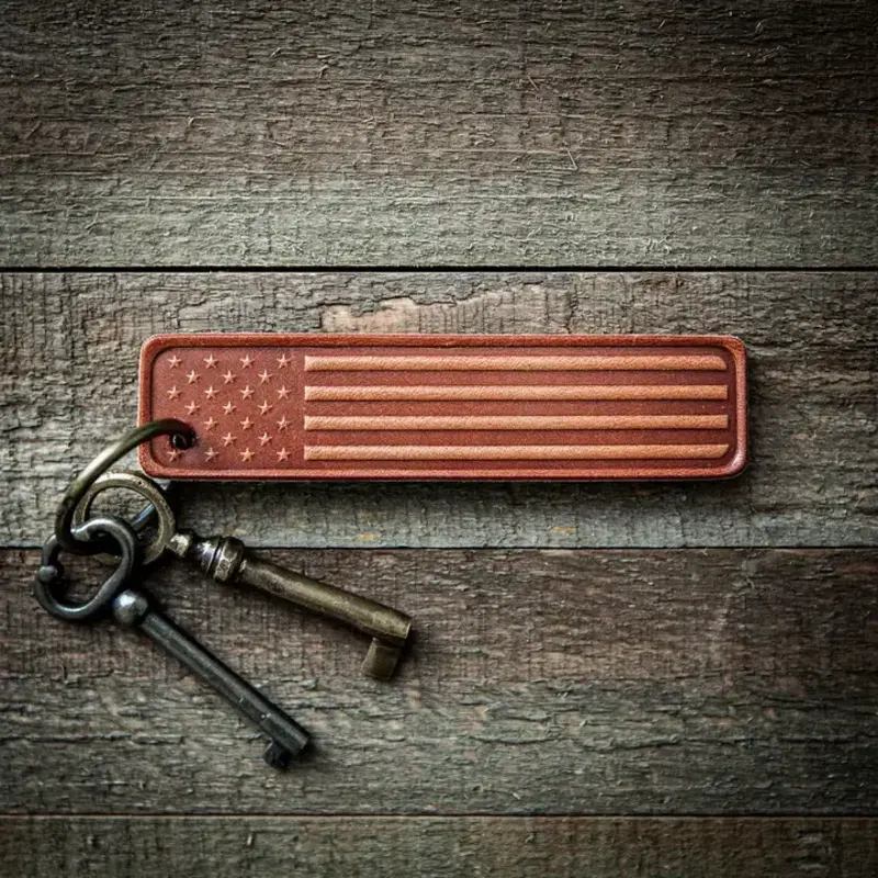 Sugarhouse Leather American Flag Leather Keychain