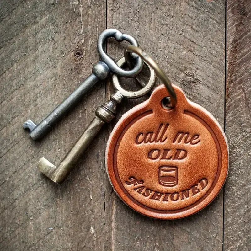 Sugarhouse Leather Call Me Old Fashioned Leather Keychain