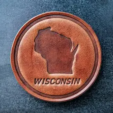 Sugarhouse Leather Wisconsin Silhouette Leather Magnet - Circle