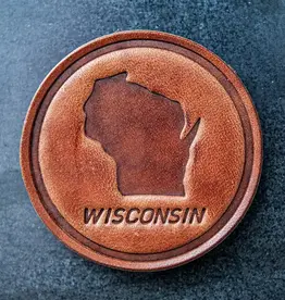Sugarhouse Leather Wisconsin Silhouette Leather Magnet - Circle