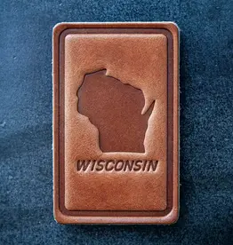 Sugarhouse Leather Wisconsin Silhouette Leather Magnet - Block Style