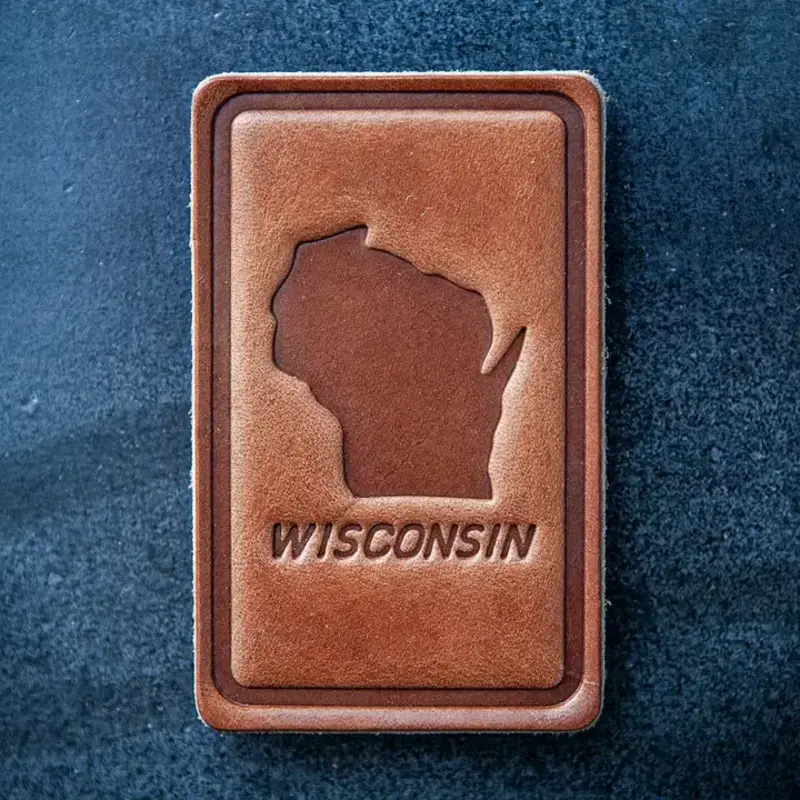 Sugarhouse Leather Wisconsin Silhouette Leather Magnet - Block Style