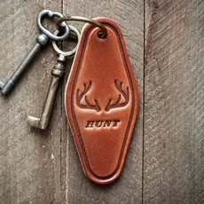 Sugarhouse Leather Hunt Antlers Leather Keychain Motel Style
