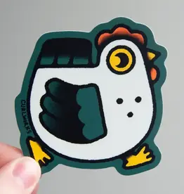 Curlworks Chicken On the Move - 3" Vinyl Sticker