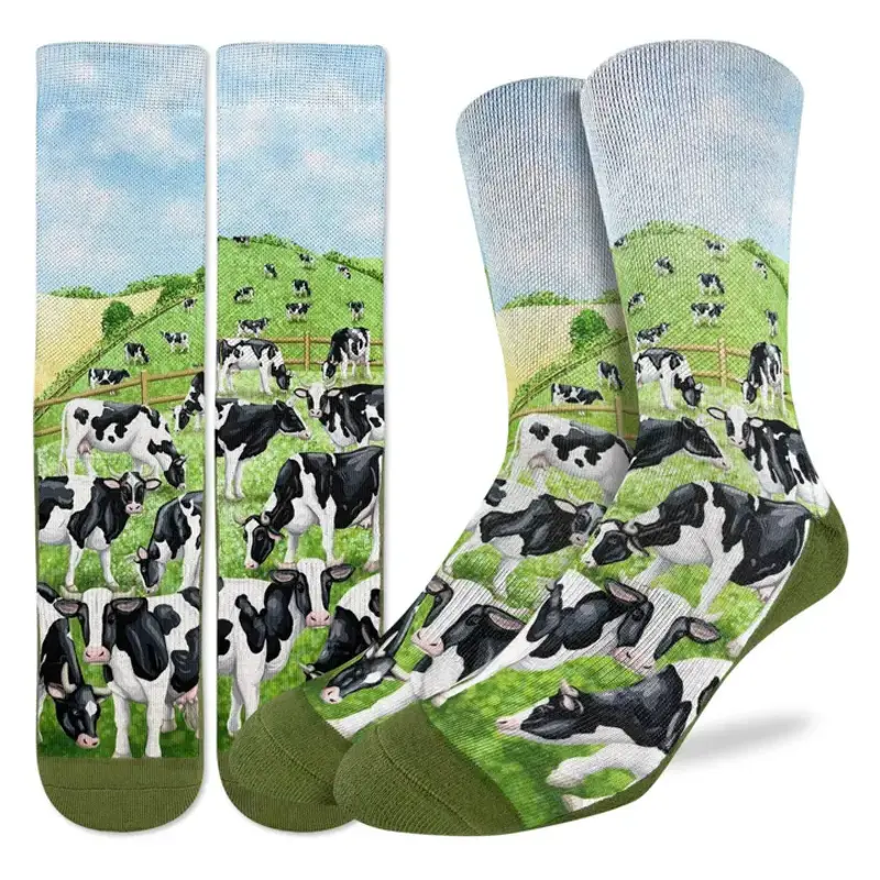 Good Luck Sock Crew Socks - Dairy Cows (Size 8-13)
