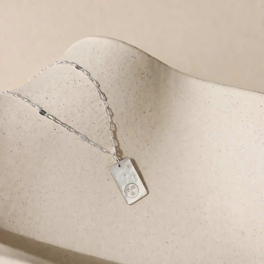 Token (Faire) Moon + Back Necklace - Sterling Silver - 18"