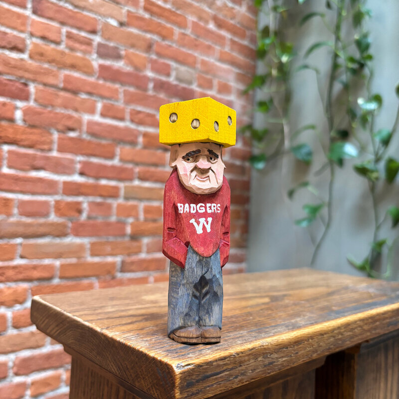 Denny Williams Wood Carving - Wisconsin Badger Cheesehead