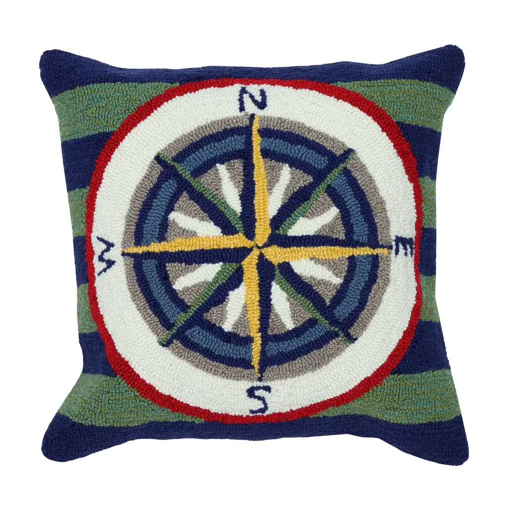 Liora Manne Indoor/Outdoor Pillow - Striped Compass 18 x 18
