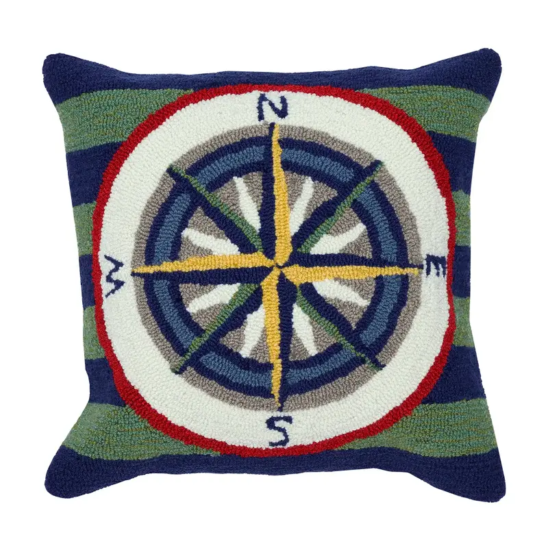 Liora Manne Indoor/Outdoor Pillow - Striped Compass 18 x 18