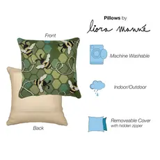 Liora Manne Indoor/Outdoor Pillow - Marina Bee Free 18 x 18
