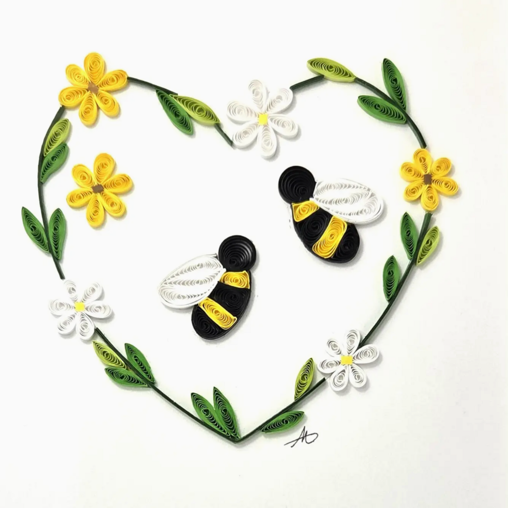 Iconic Quilling Quilling Greeting Card Daisy Heart Bees